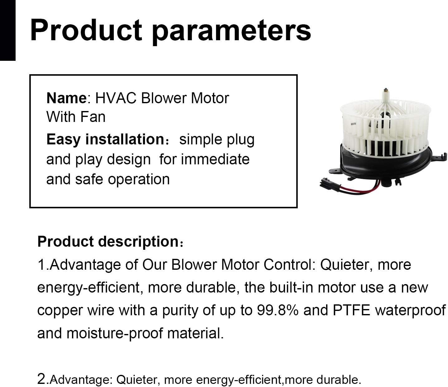 Heater HVAC Blower Motor with Fan Cage Pack of 2 U978291