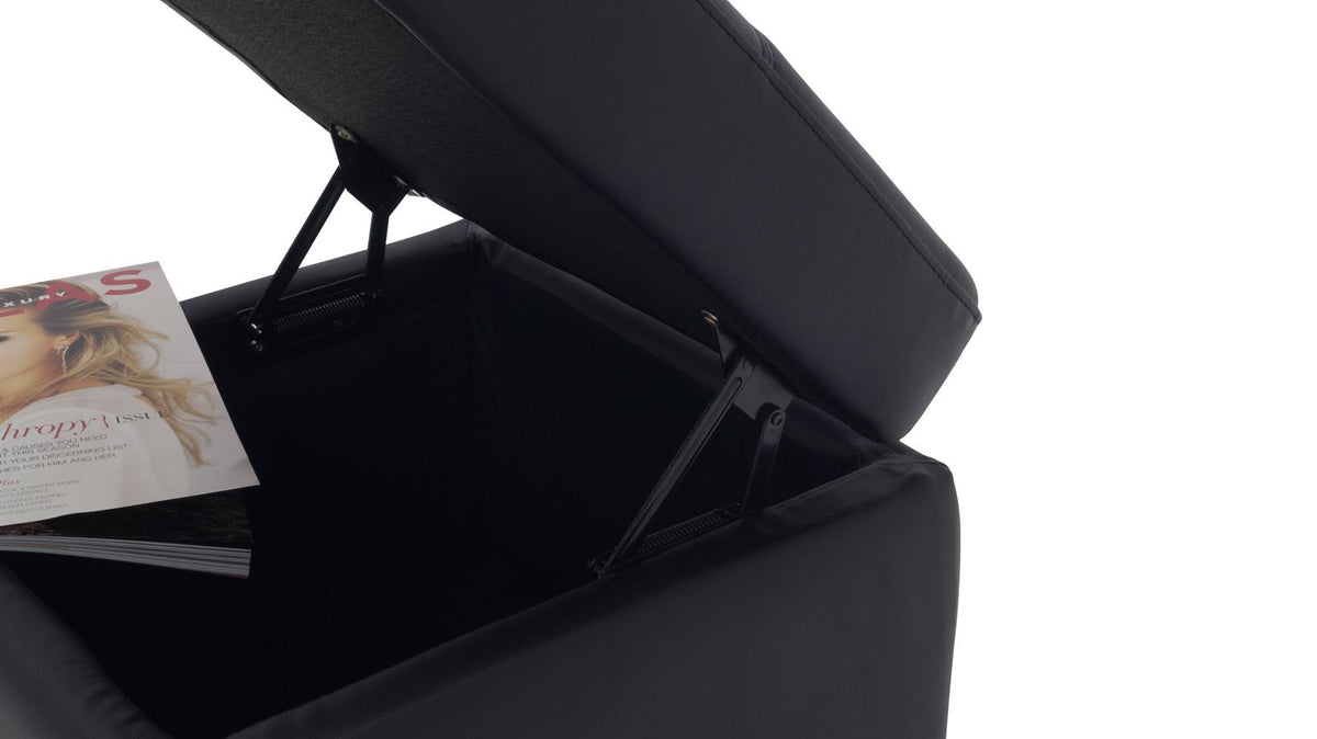 Black Leather Key Storage Ottoman U2198
