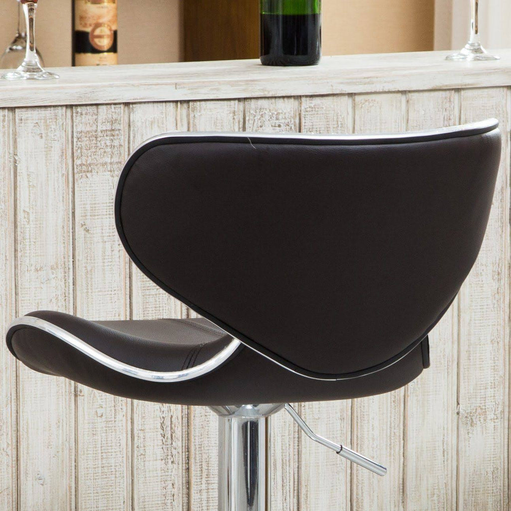 Brown Leatherette Adjustable Swivel Barstool Set of 2 Z3730