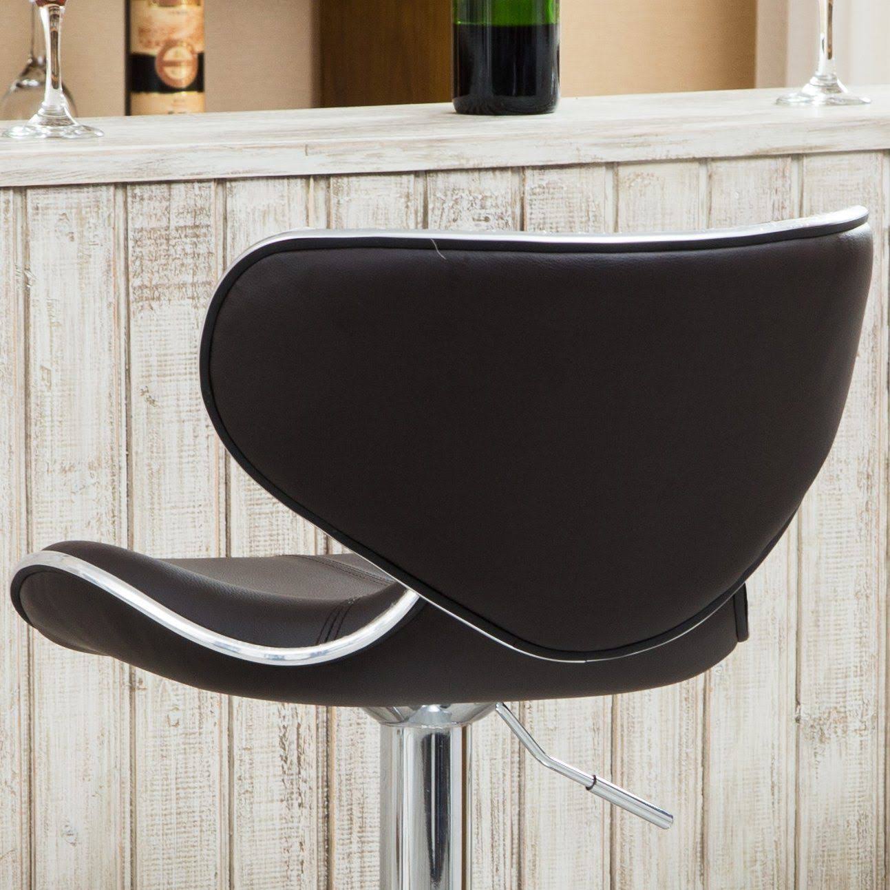 Brown Leatherette Adjustable Swivel Barstool Set of 2 Z3730