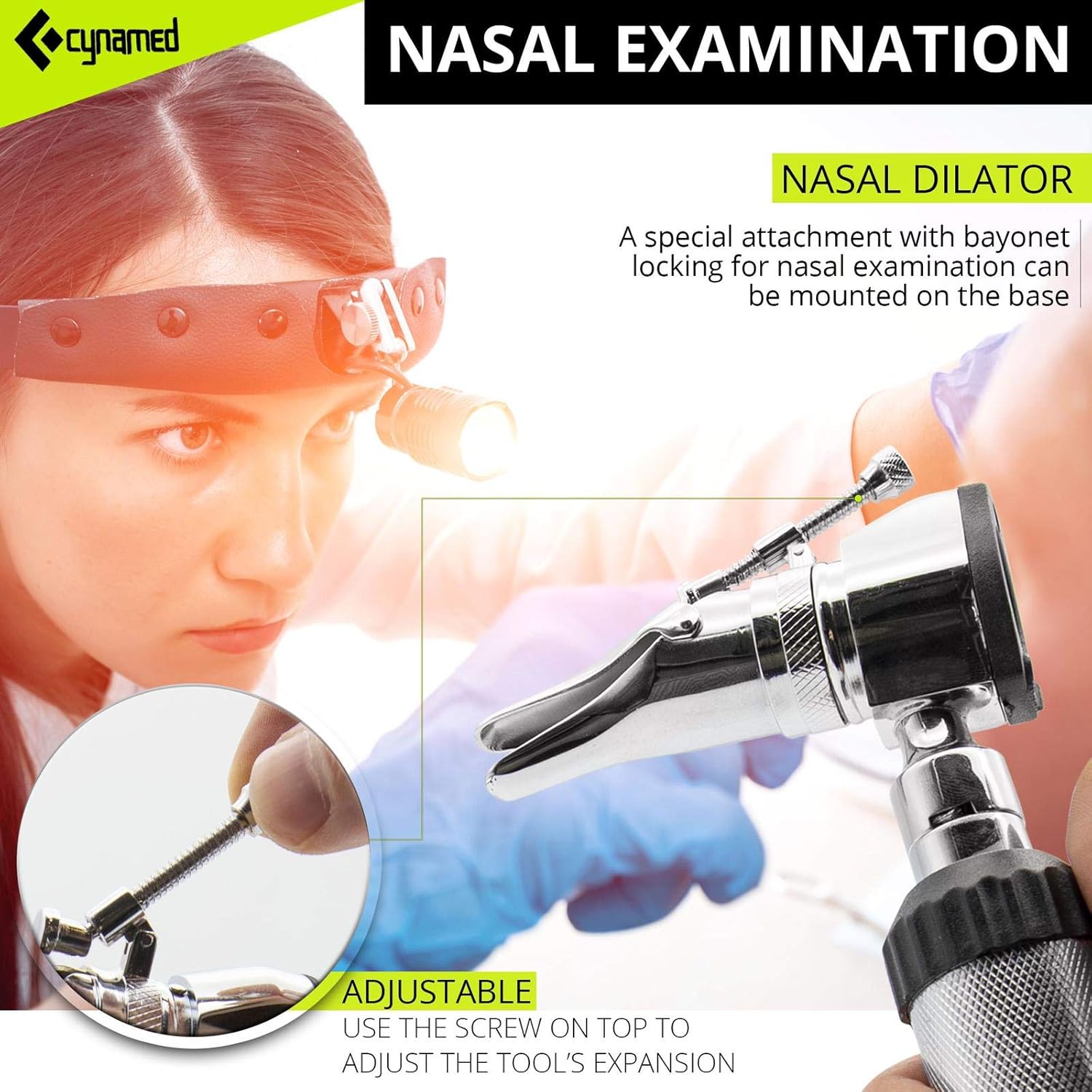 ENT Diagnostic Kit with Otoscope, Opthalmoscope, Earwax Remover, Nasal Dilator, Speculum, LED Lights, Mirrors, Replacement Tips, Leather Carry Bag Q617