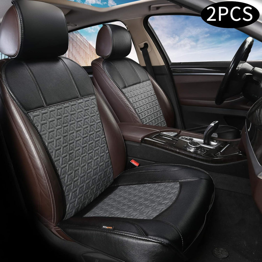 Black PU Leather 2PCS Car Seat Cover V904694