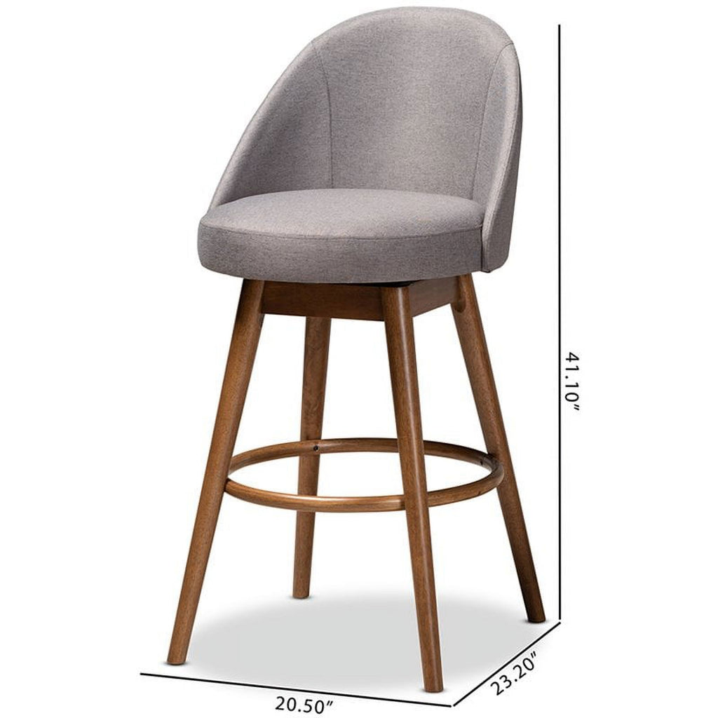 Gray Upholstered Swivel Bar Stool (Set of 2) H22047