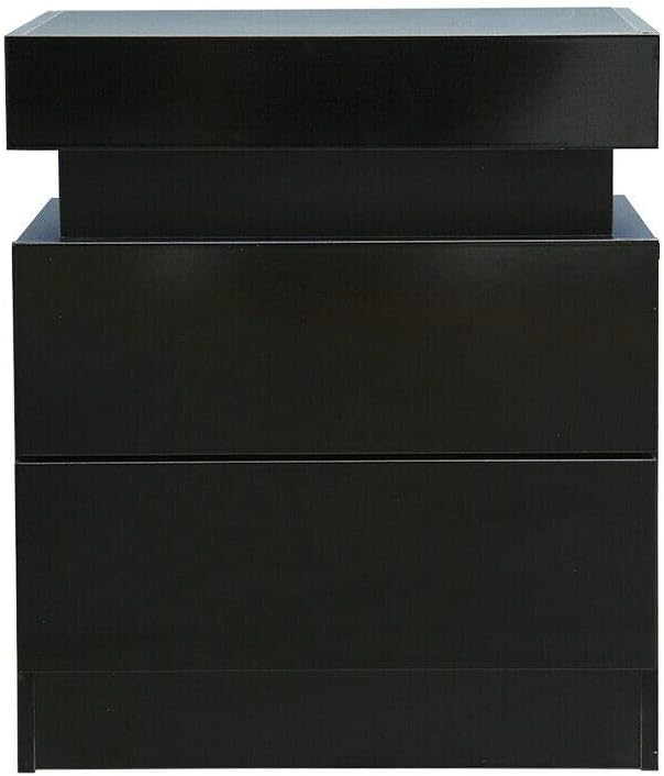High Gloss 2 Drawer LED Nightstand Cabinet S812
