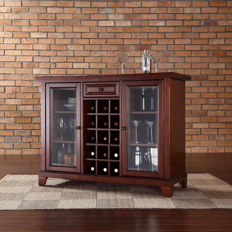 Vintage Mahogany Sliding Top Bar Cabinet Q954318