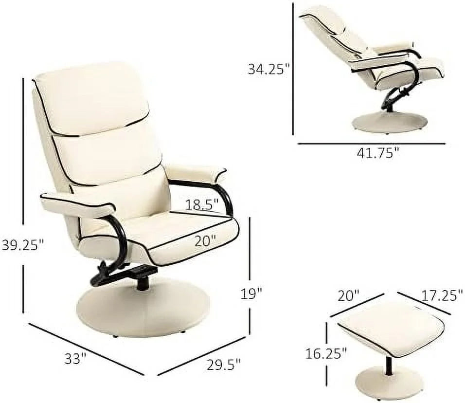 Brown PU Leather Swivel Recliner Chair with Ottoman G724