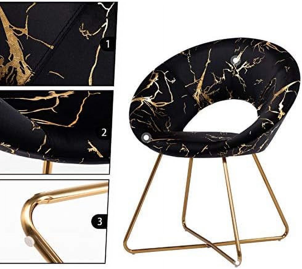 Khaki Velvet Upholstered Arm Chair with Golden Metal Frame Legs L5269
