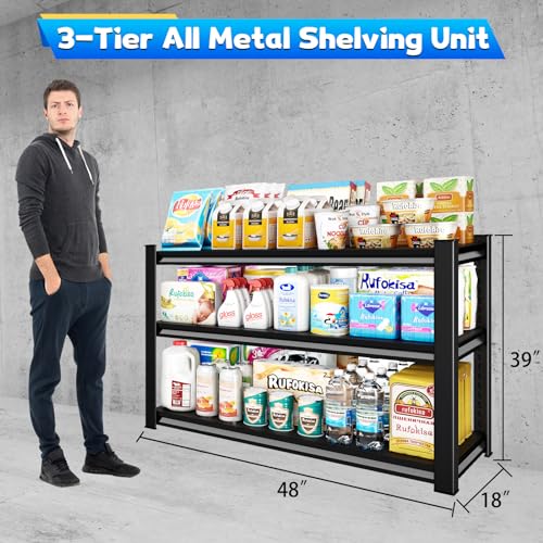 48" W Metal Garage Shelving Unit, 1650 lbs Load Capacity I945084