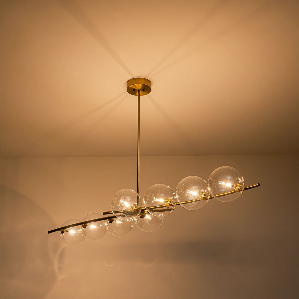 8-Light Dimmable Clear Glass Linear Chandelier H5577