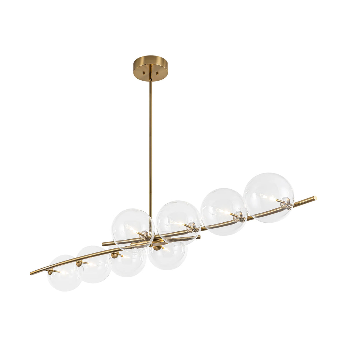 8-Light Dimmable Clear Glass Linear Chandelier H5577