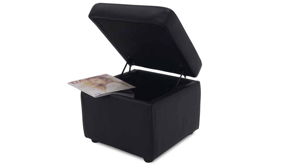 Black Leather Key Storage Ottoman U2198