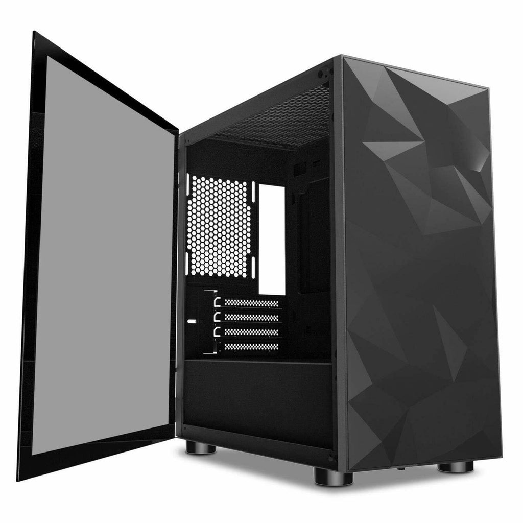 Black MATX Tower Computer Case with Glass Door G459