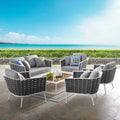 White Gray 6 Piece Outdoor Aluminum Sectional Sofa Set R8218