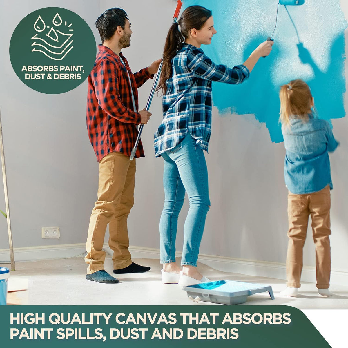 6 Piece Cotton Canvas Drop Cloth Set, 9 by 12 Feet F1727