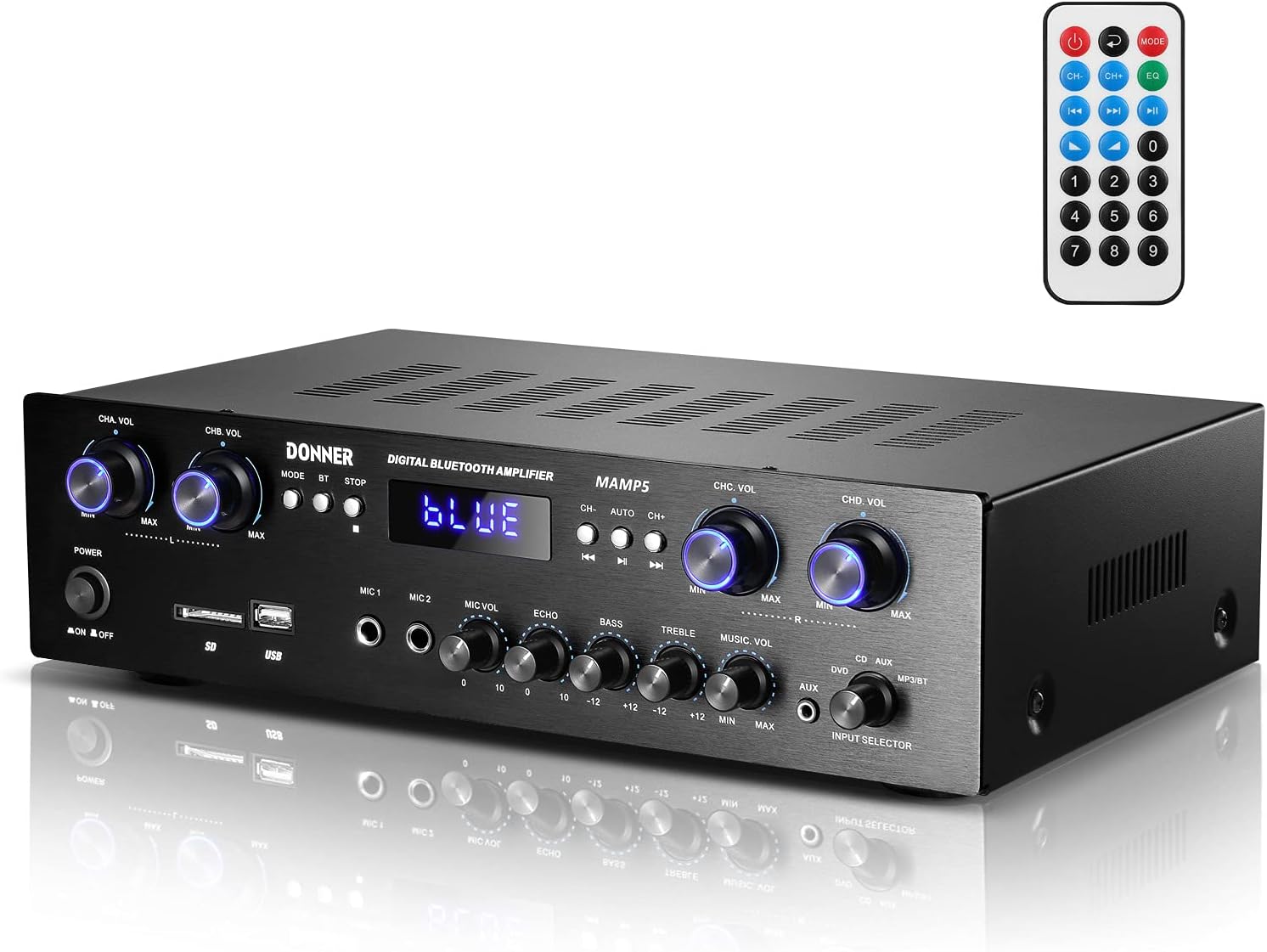 Bluetooth 5.0 Stereo Audio Amplifier Receiver, 4 Channel, 440W Peak Power M85667