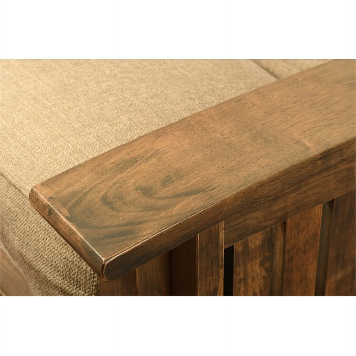 Walnut Futon with Drawers and Suede Black Mattress A483