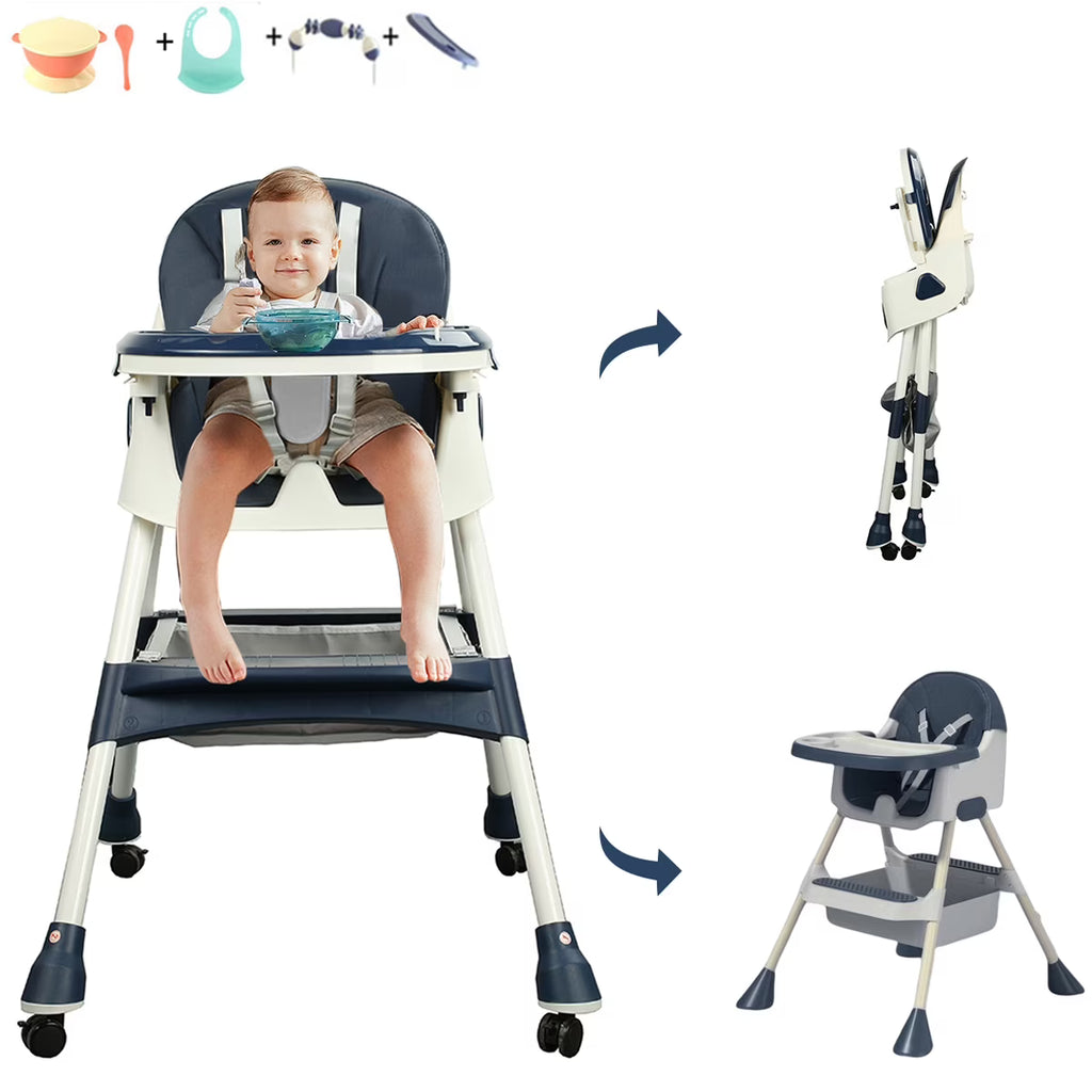 4-in-1 Baby Highchair with Five-Point Snap Button, Blue G346