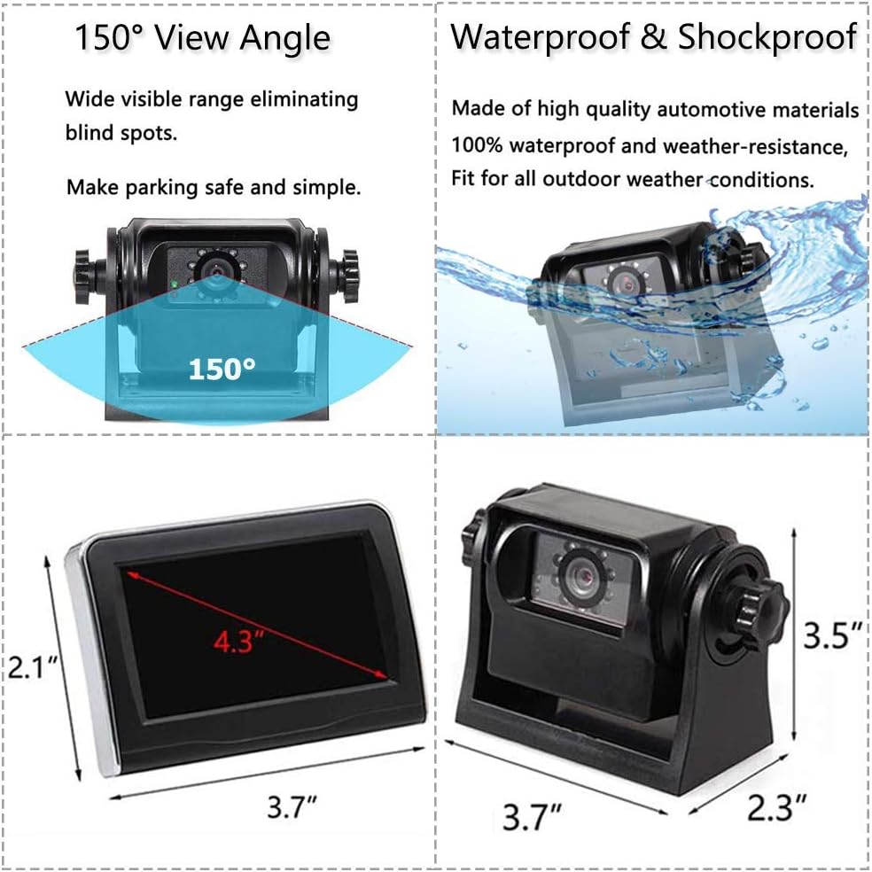 Wireless Magnetic Trailer Hitch Backup Camera with 4.3 inch LCD Monitor T8670