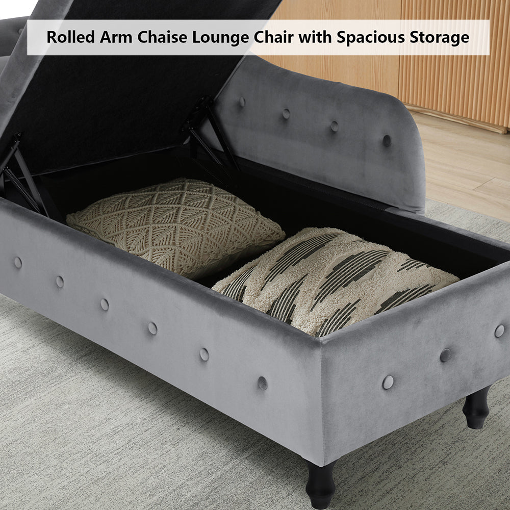 Velvet Storage Ottoman Bench with Nailhead Trim and Button Tufting Z72167