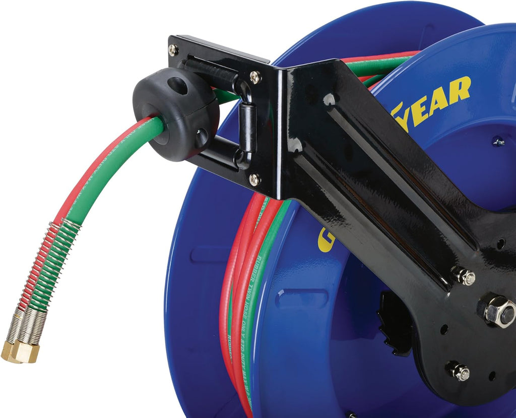 Retractable Twin Oxygen Acetylene Rubber Hose Reel, 1/4" x 50', 300PSI V827253