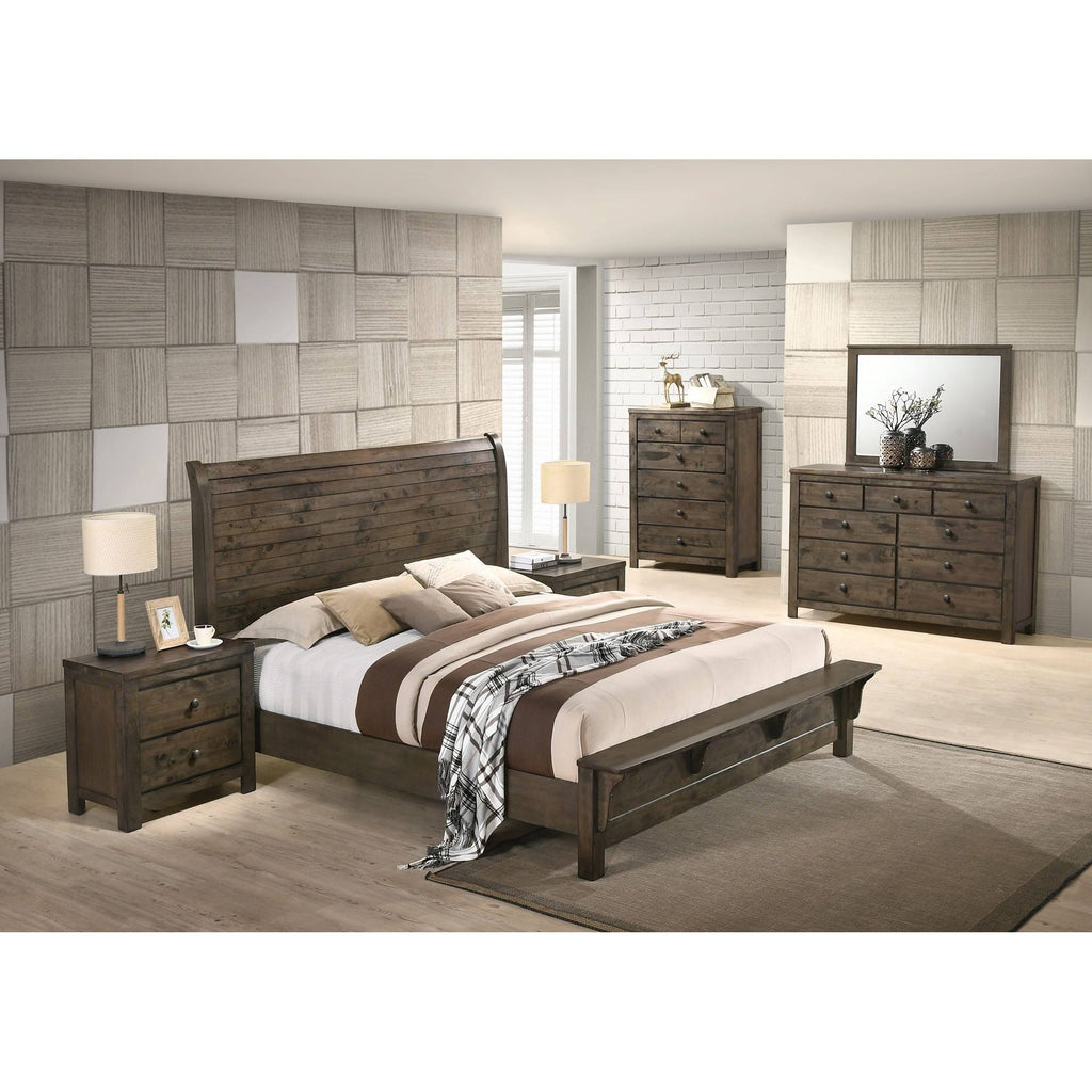 Grey-Brown Sleigh Bed Queen L39995