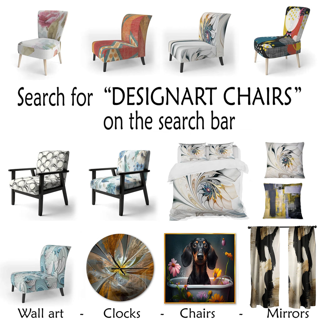 Blue Flowers and Butterflies Upholstered Accent Chair and Arm Chair M69349