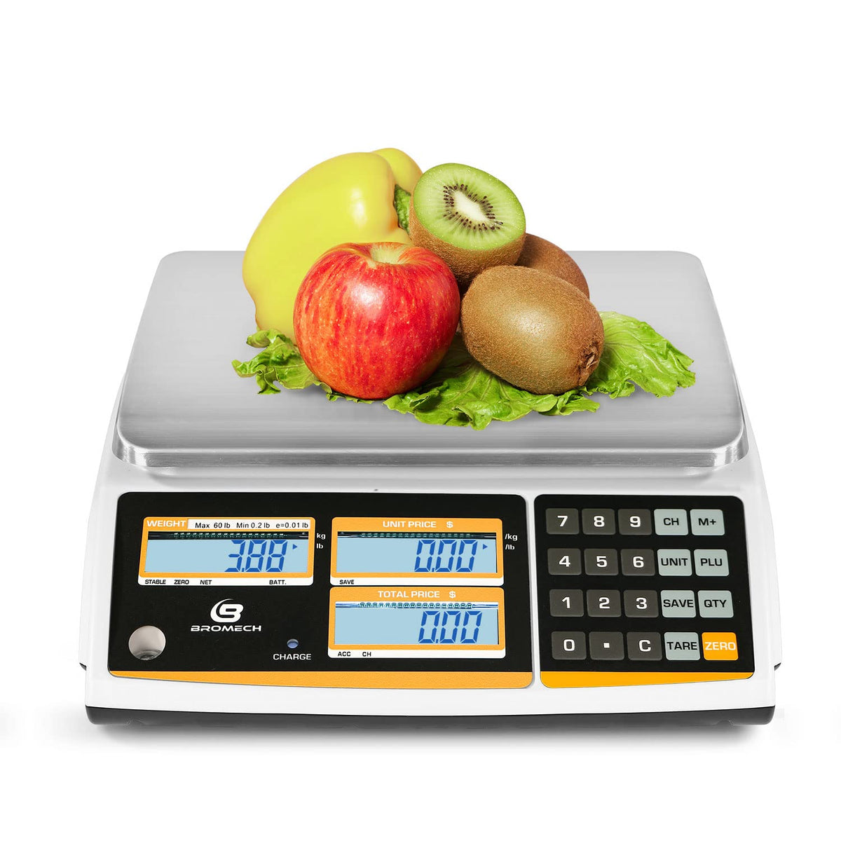 NTEP Digital Price Computing Scale, 60lb Rechargeable Commercial Food Scale B5352
