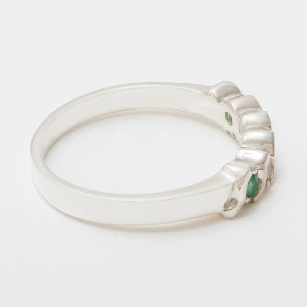 10k White Gold Emerald & Cubic Zirconia Eternity Ring Y165027
