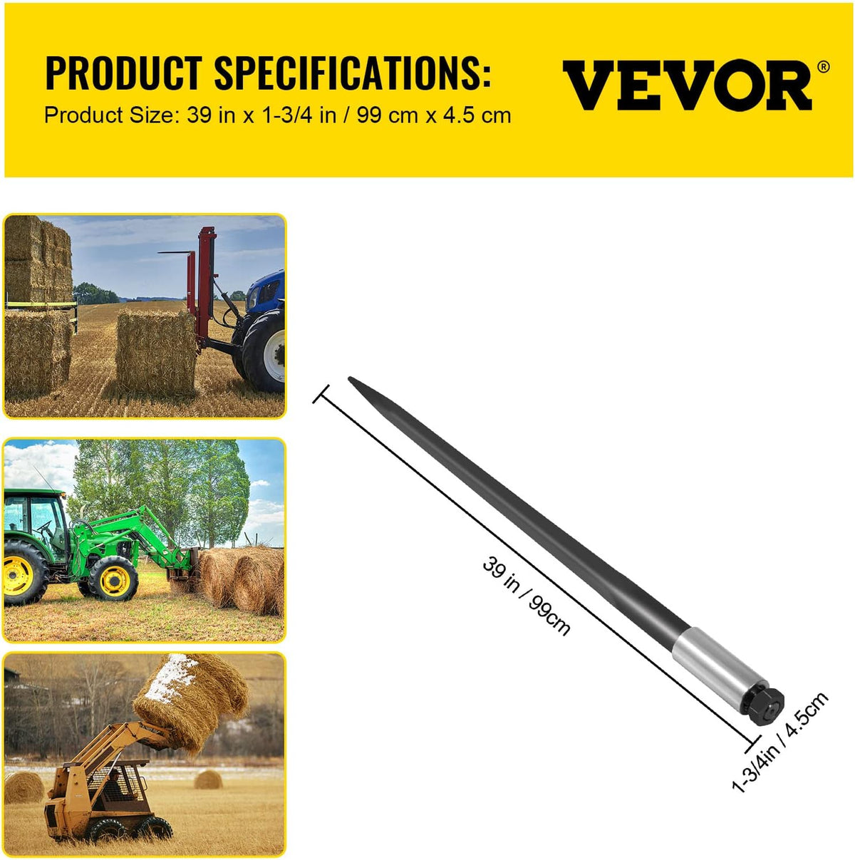 Hay Bale Spear 39 inches 3600 lbs Capacity Z68731