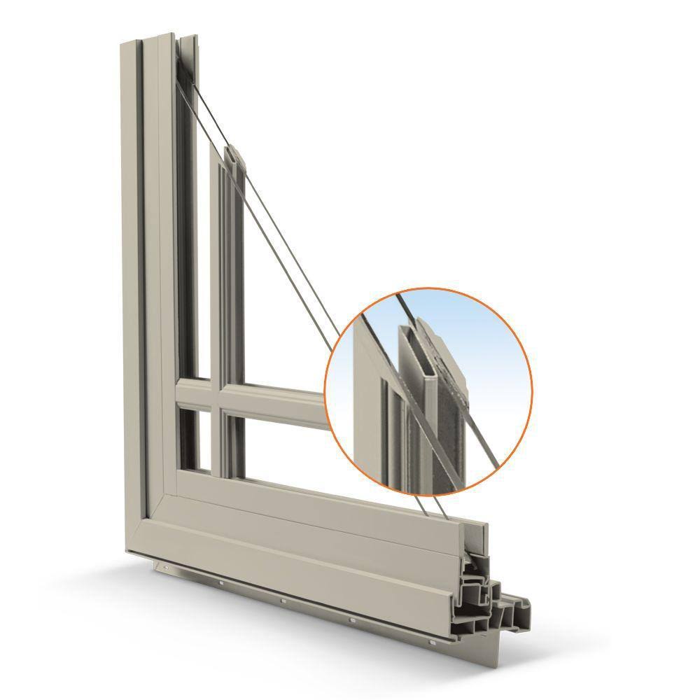 29.5 in. x 47.5 in. Desert Sand Vinyl Left-Handed Casement Window with Fiberglass Mesh Screen L2014