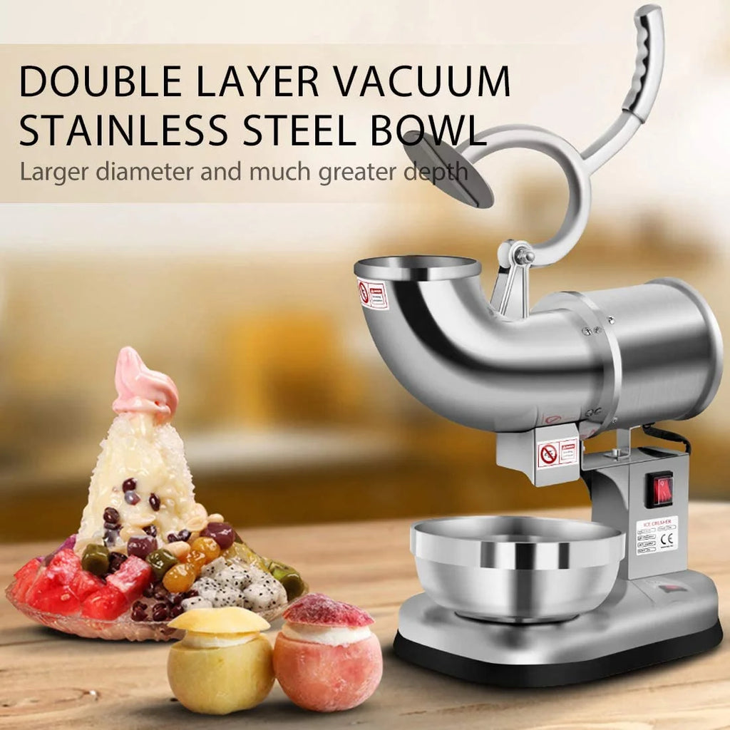 Silver Electric Dual Blades Ice Crusher Snow Cone Maker Machine 440lbs/hr B254425