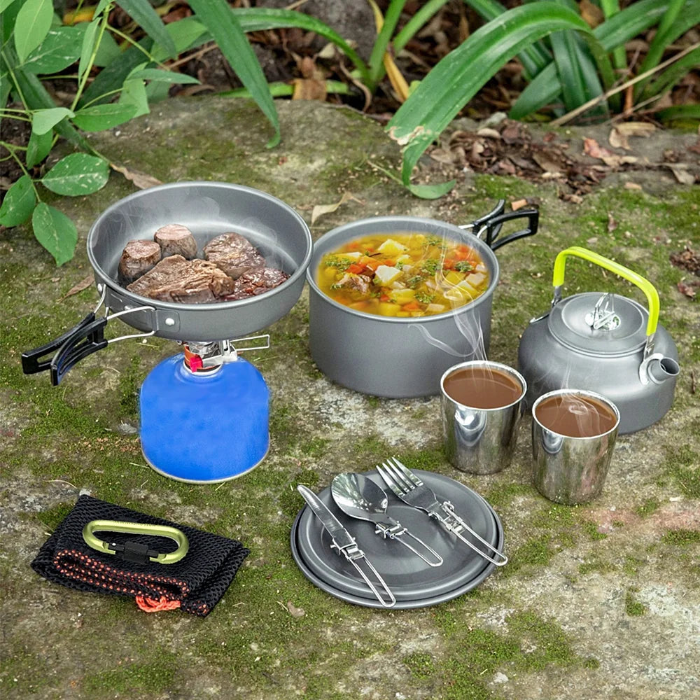 Orange Non Stick Folding Camping Cookware Set G7992