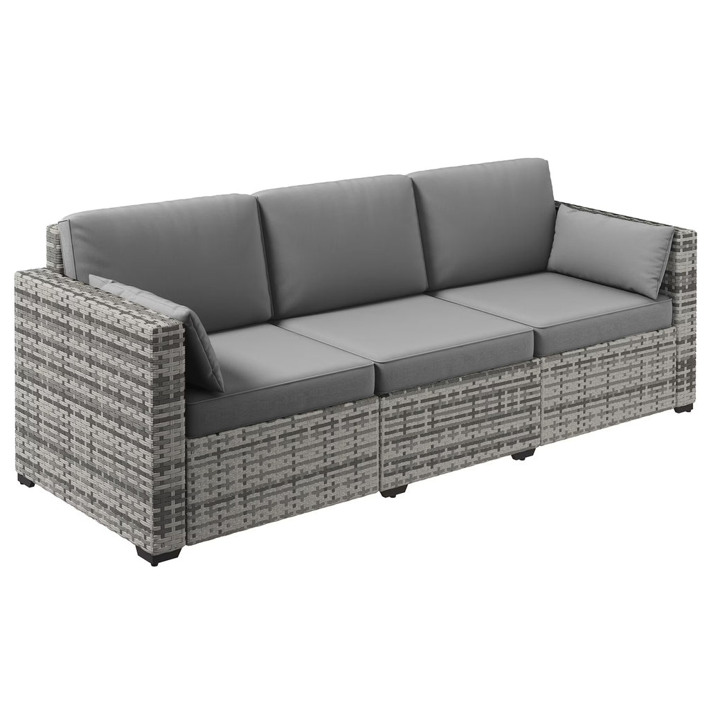 Gray Three-Seater Outdoor Wicker Patio Furniture E6306