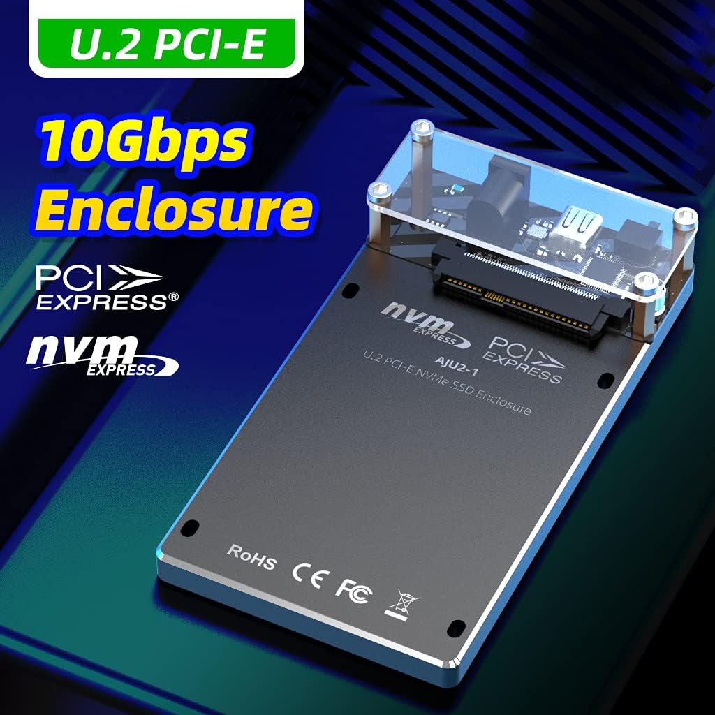 U.2 PCIe NVMe Hard Drive Enclosure with USB3.2 10Gbps Converter Docking Station K1789