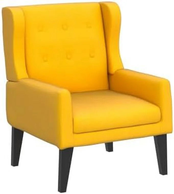 Yellow Upholstered Fabric Wingback Accent Chair E7002