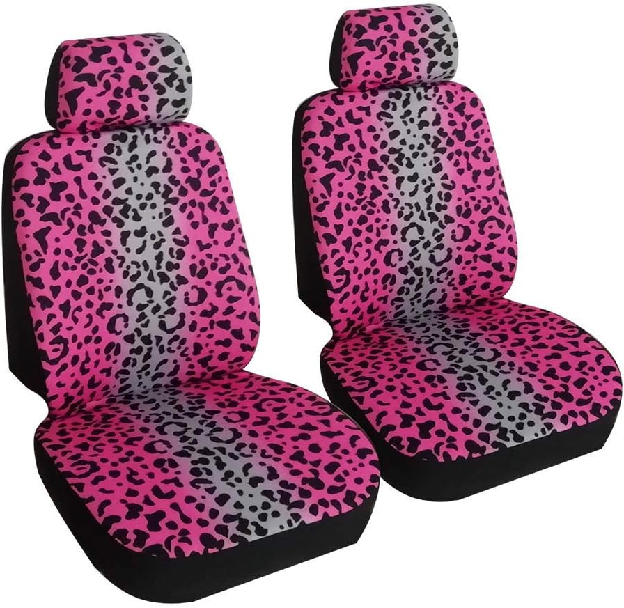 Pink Leopard Animal Print Car Seat Covers Full Set G9763