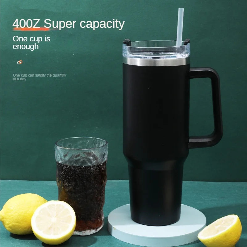 40 oz Insulated Reusable Stainless Steel Tumbler with Handle and Straw Lid X800