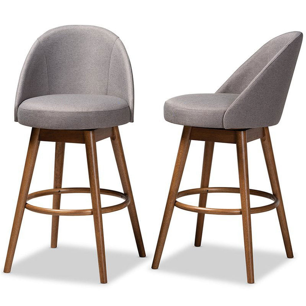 Gray Upholstered Swivel Bar Stool (Set of 2) H22047