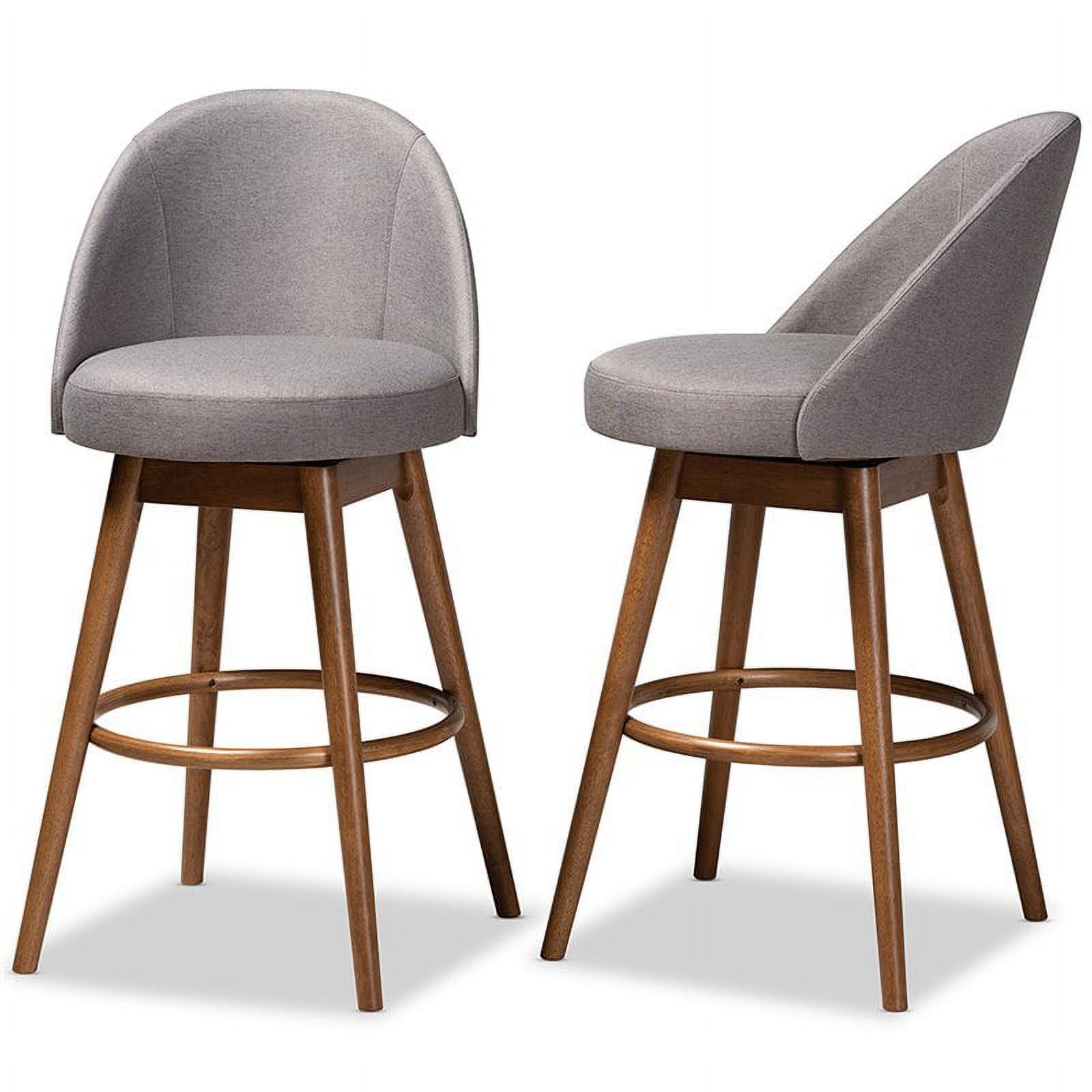 Gray Upholstered Swivel Bar Stool (Set of 2) H22047