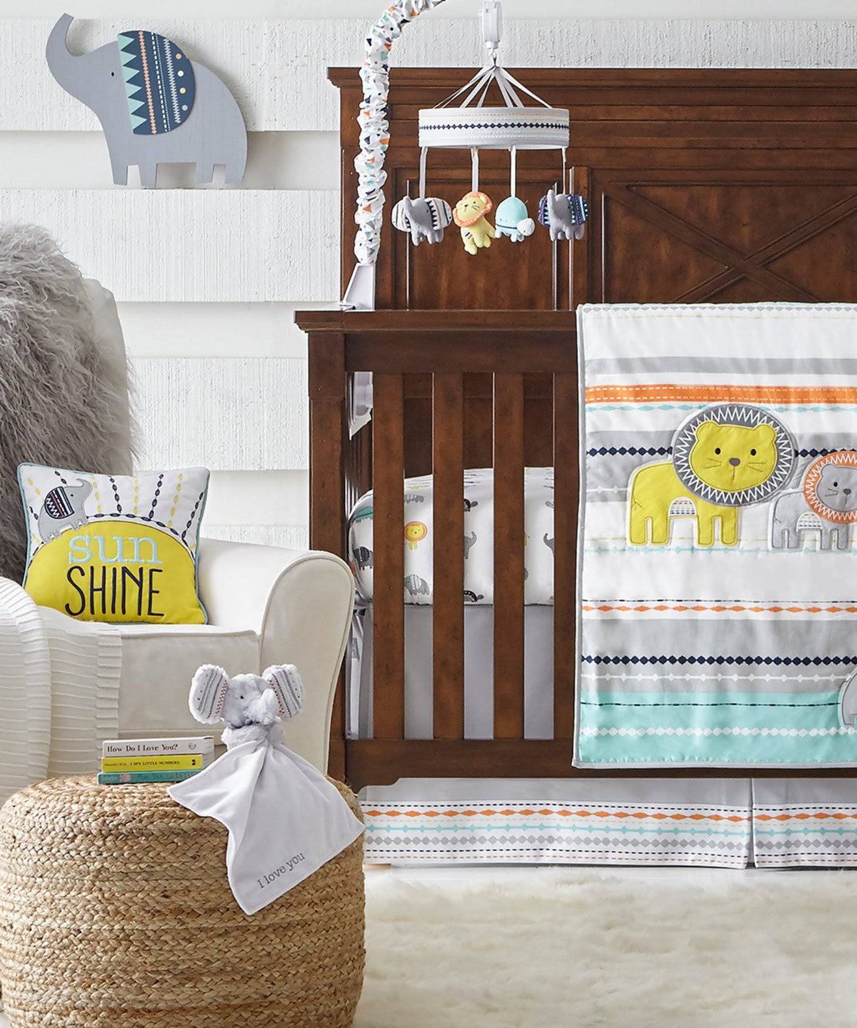 Grey and Turquoise Baby Crib Mobile L7548