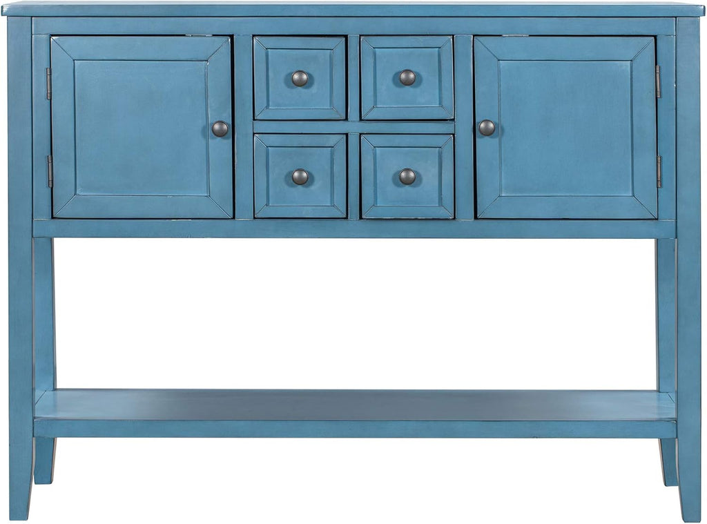 Antique Blue Buffet Table with Bottom Shelf I98253