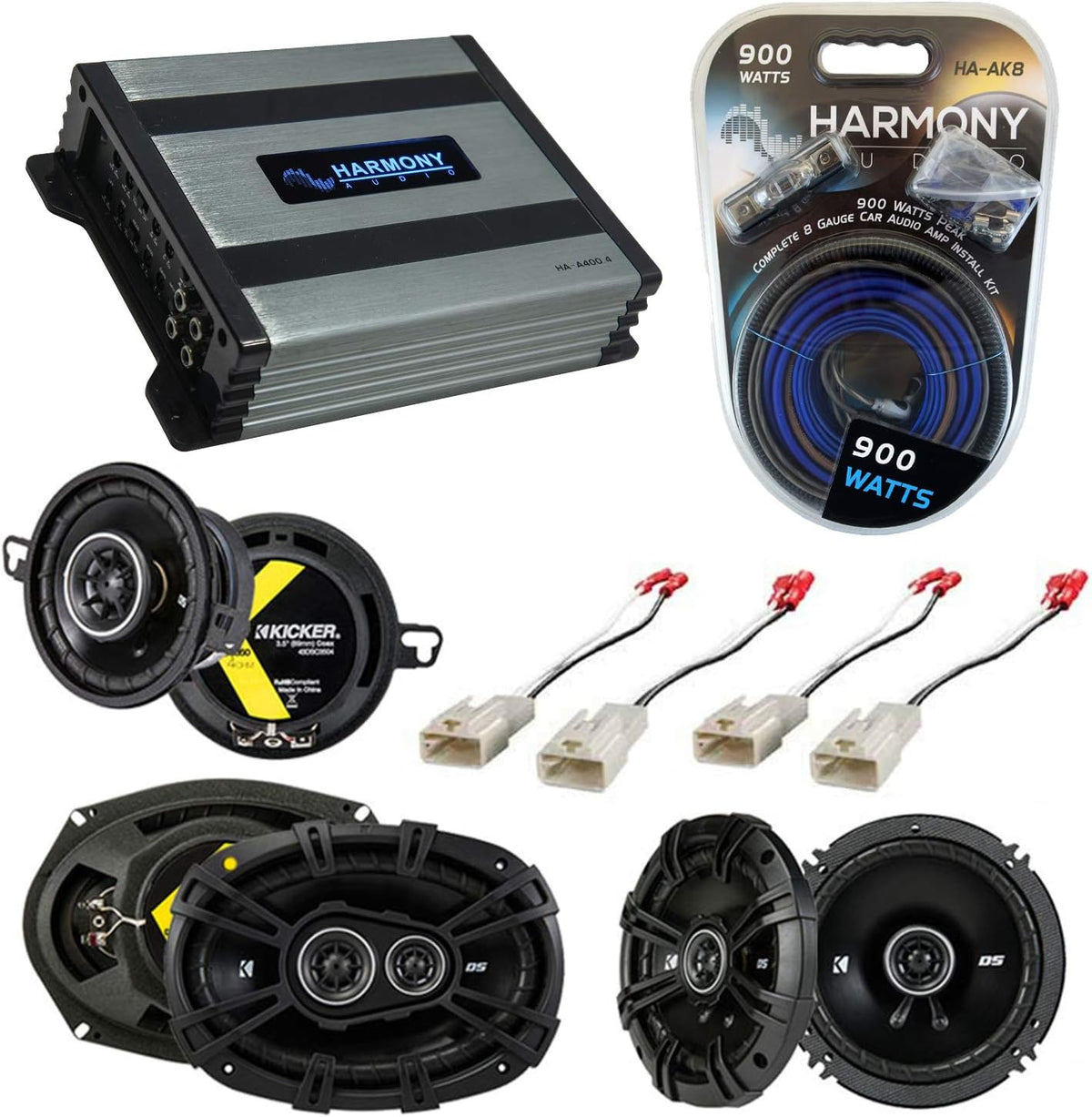 3 Way 4-Ohm Speakers with Amplifier and Replacement Harness G761
