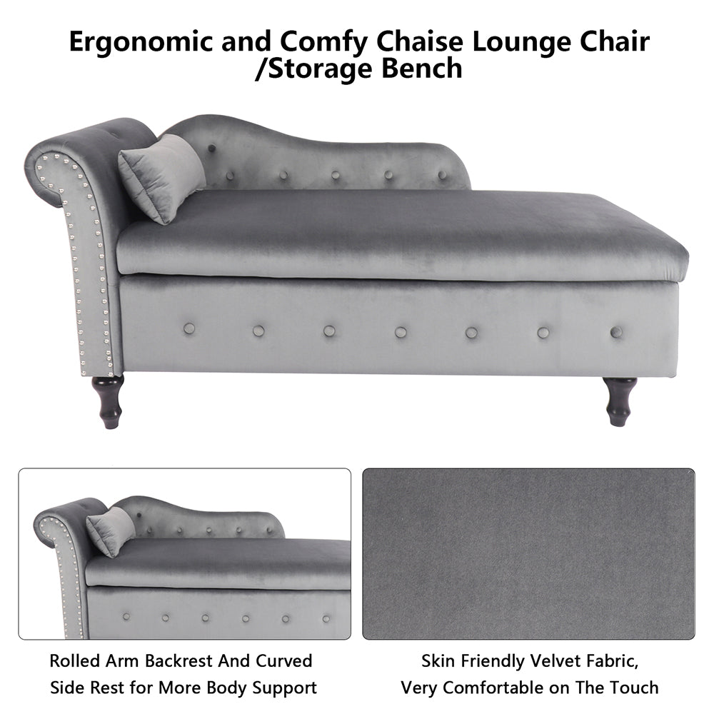 Velvet Storage Ottoman Bench with Nailhead Trim and Button Tufting Z72167