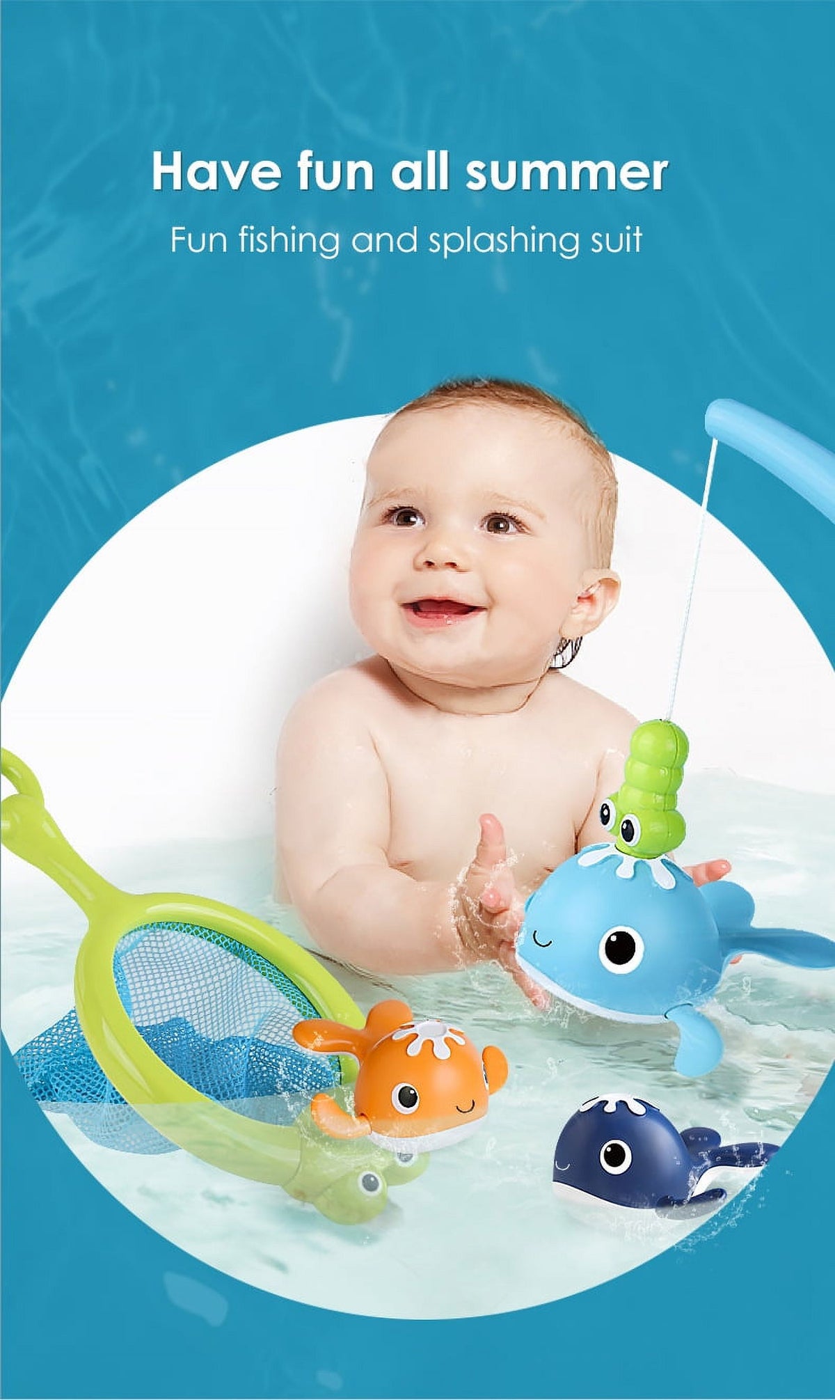 Magnetic Fishing Bath Toys Wind-up Swimming Whale Floating Pool Tub Toys P463