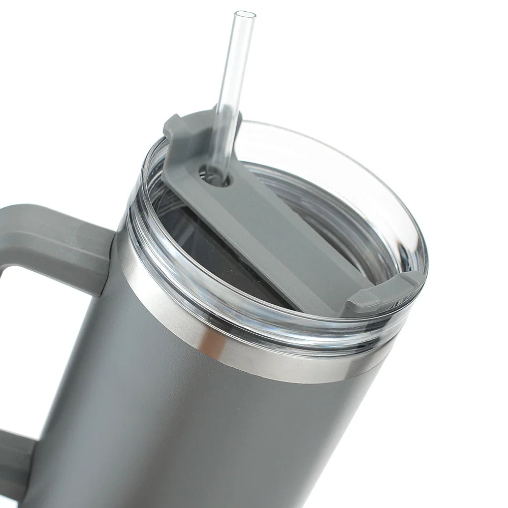40 oz Insulated Reusable Stainless Steel Tumbler with Handle and Straw Lid X800