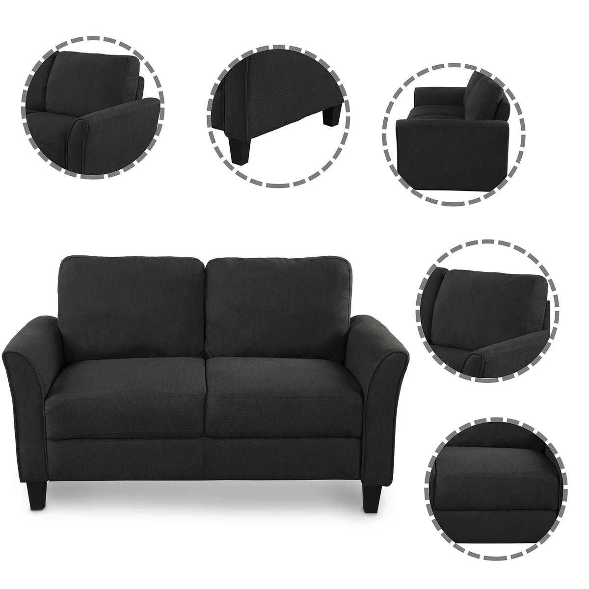 Black Double Seat Sofa Chair G2953