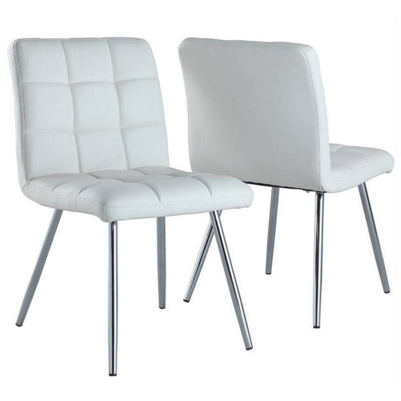 Faux Leather Dining Chair in White and Chrome (Set of 2) S80773