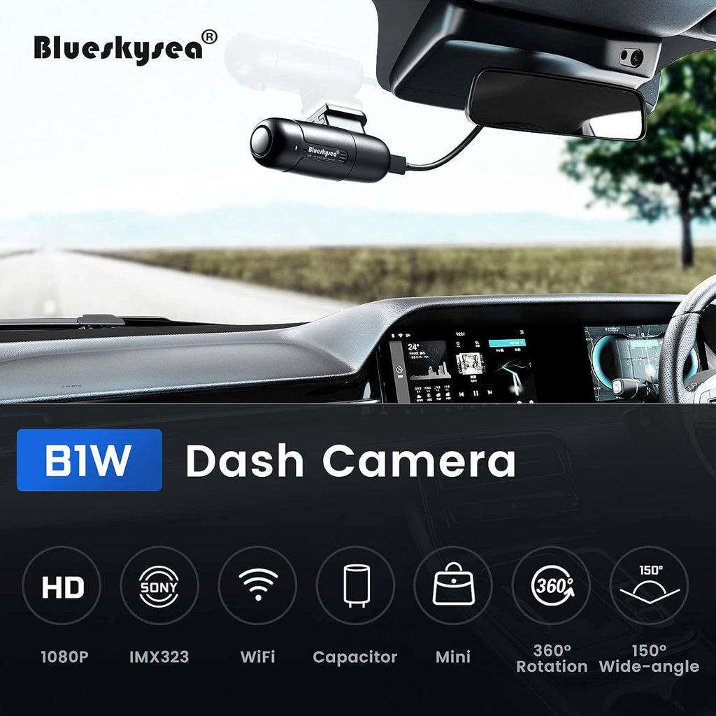 Small WiFi Dash Cam Camera 1080p 30fps G-Sensor Loop Recording Pack of 2 F6347