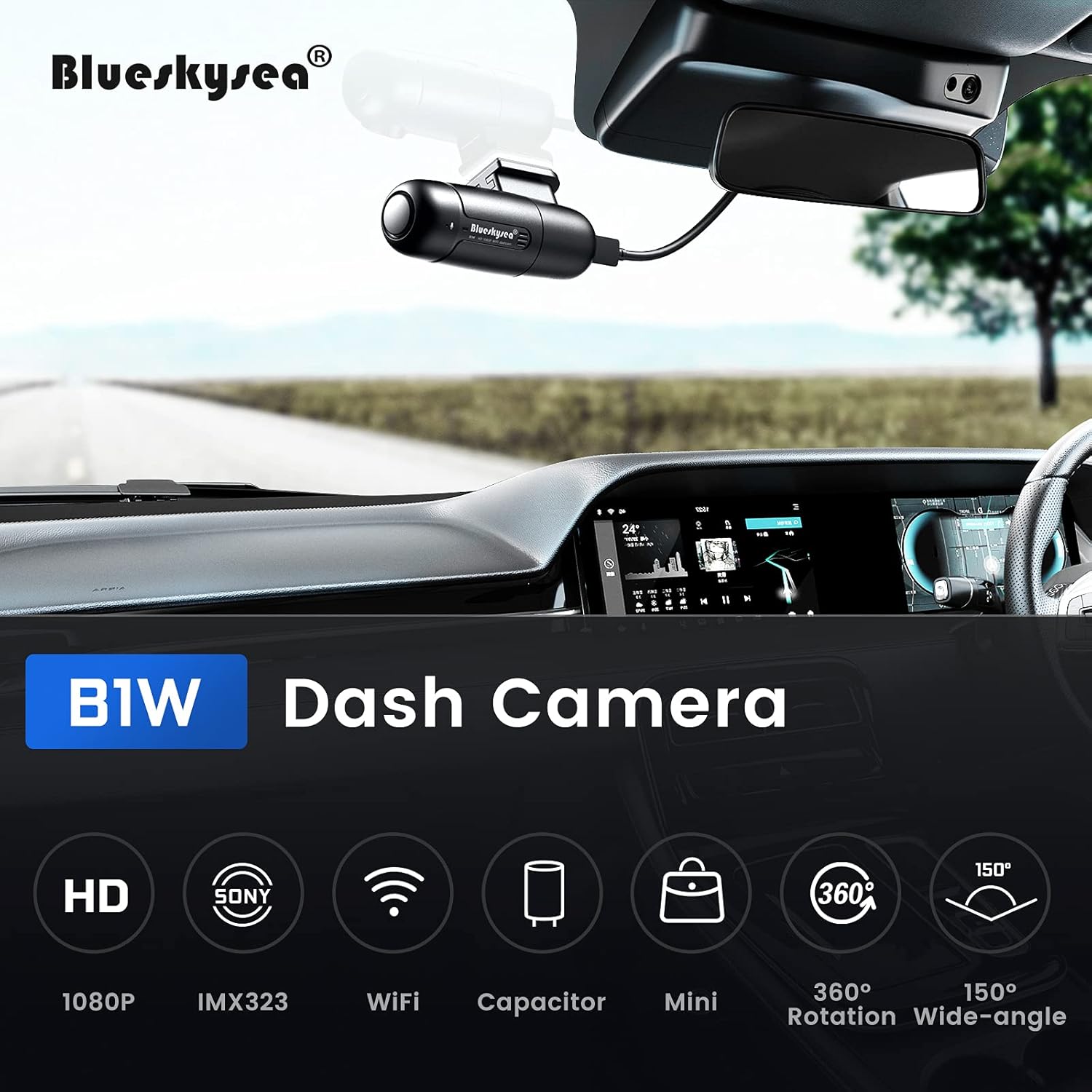 Small WiFi Dash Cam Camera 1080p 30fps G-Sensor Loop Recording Pack of 2 F6347