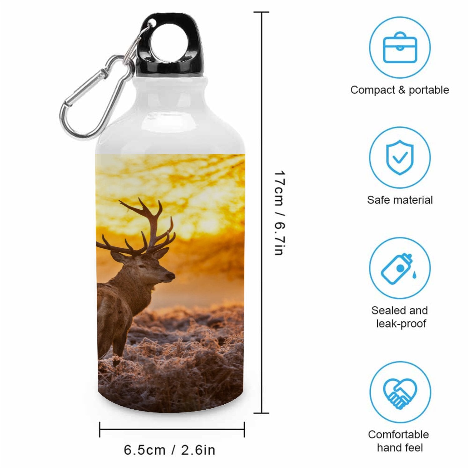 Red Deer 400ml Sport Aluminum Water Bottle with Twist Cap D71759